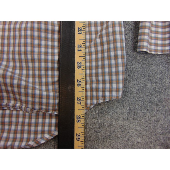 Billy Reid Shirt Mens XL Standard Cut Brown White Gingham Long Sleeve - Picture 5 of 8